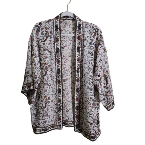 Max Studio Cream Floral Open Front Kimono Size M - Picture 2 of 8